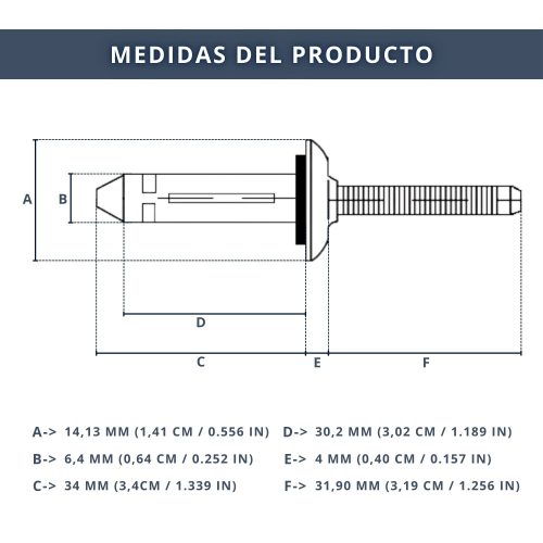 IBRIQO® Remaches Ciegos Estancos de Aluminio con Junta EPDM | 6,4x30,2mm - Imagen 7